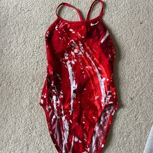 Nike Red and White Swimsuit